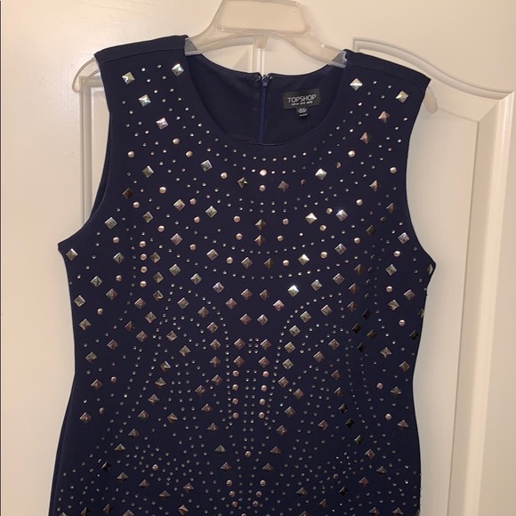 Navy Topshop dress with silver geometric pattern - Picture 6 of 7
